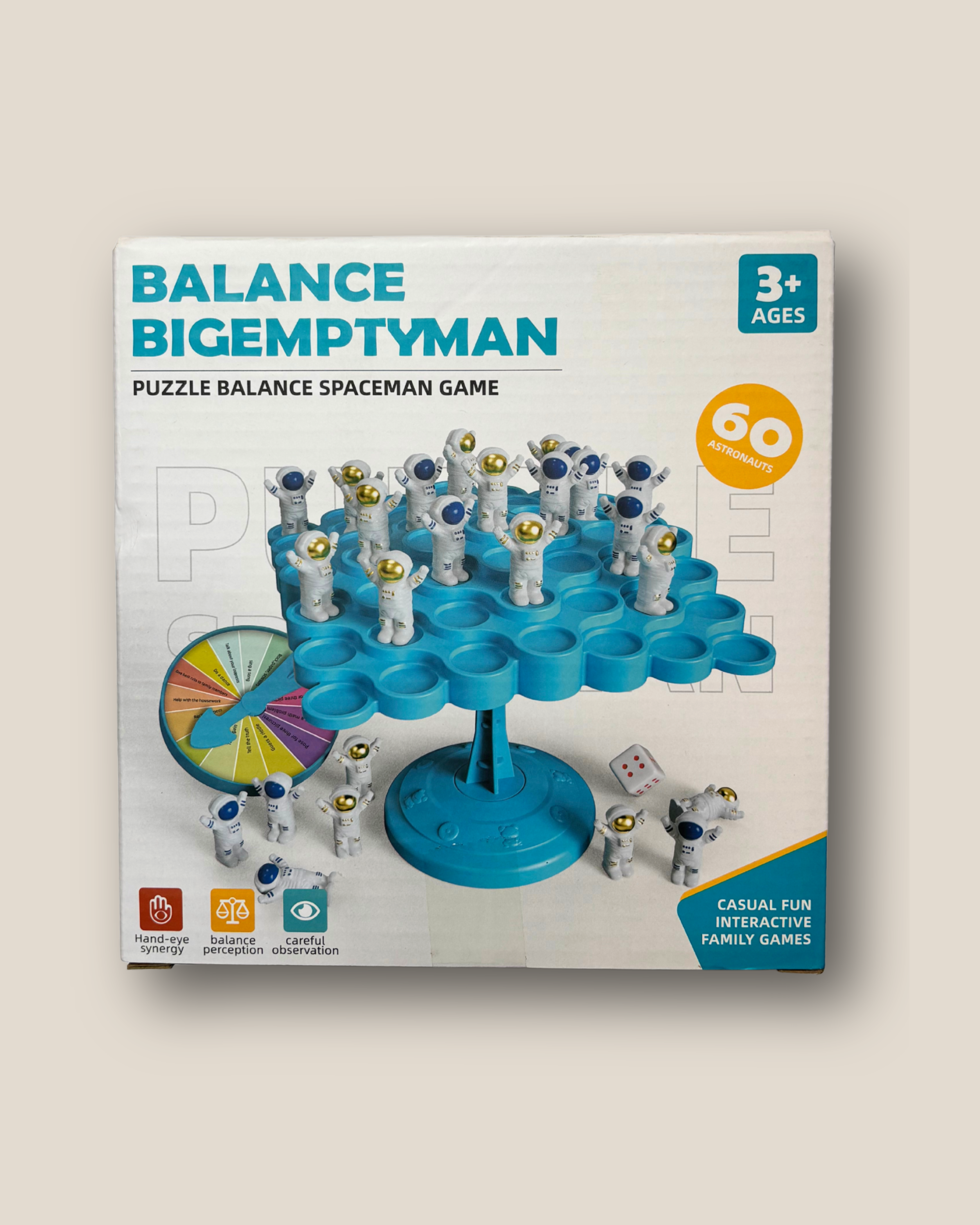 Balance Spaceman Game - Square Style-STEM Learning Toy for Kids Ages 3+ with 60 Astronauts